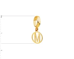 Złota zawieszka beads - litera M