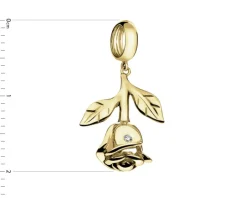 Złota zawieszka beads z diamentem - róża - 0,004 ct - próba 375