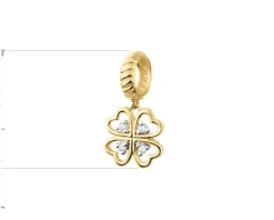 Złota zawieszka beads z diamentami - koniczyna - 0,02 ct - próba 375