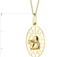 Złota zawieszka i łańcuszek - komplet - aniołek