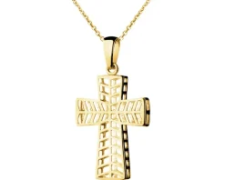 Złota zawieszka i łańcuszek - komplet - krzyż