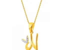 Złota zawieszka litera  N