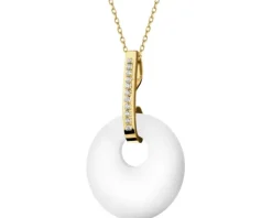 Złota zawieszka z agatem i cyrkoniami