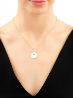 Złota zawieszka z agatem i cyrkoniami