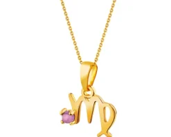 Złota zawieszka z ametystem - Panna