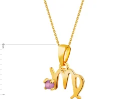 Złota zawieszka z ametystem - Panna