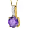 Złota zawieszka z ametystem syntetycznym i cyrkoniami
