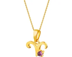 Złota zawieszka z ametystem  - Baran