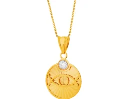 Złota zawieszka z cyrkonią