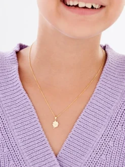 Złota zawieszka z cyrkonią - koniczyna