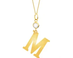 Złota zawieszka z cyrkonią - litera M