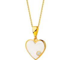Złota zawieszka z cyrkonią i masą perłową - serce