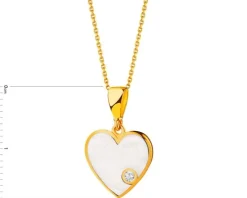 Złota zawieszka z cyrkonią i masą perłową - serce