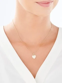 Złota zawieszka z cyrkonią i masą perłową - serce