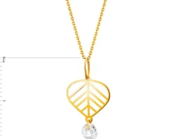 Złota zawieszka z cyrkonią - liść
