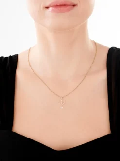 Złota zawieszka z cyrkonią - liść