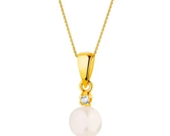 Złota zawieszka z cyrkonią - perła