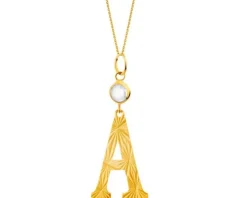 Złota zawieszka z cyrkonią - litera A
