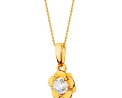 Złota zawieszka z cyrkonią - kwiatek