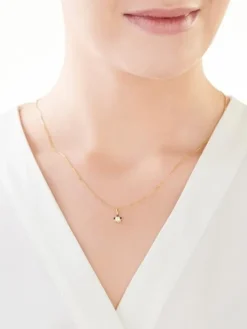 Złota zawieszka z cyrkonią - kwiatek