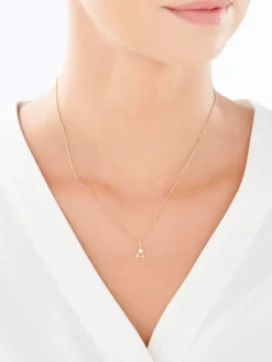 Złota zawieszka z cyrkonią - love