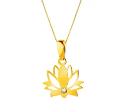 Złota zawieszka z cyrkonią - kwiat lotosu