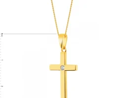 Złota zawieszka z cyrkonią - krzyż