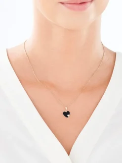 Złota zawieszka z cyrkonią i emalią - serce