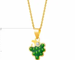 Złota zawieszka z cyrkonią i emalią - winogrono