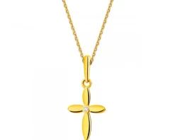 Złota zawieszka z cyrkonią - Krzyż