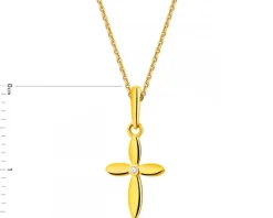 Złota zawieszka z cyrkonią - Krzyż