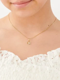 Złota zawieszka z cyrkonią i emalią - kwiat