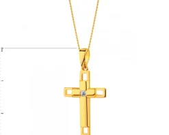 Złota zawieszka z cyrkonią - krzyż