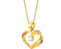 Złota zawieszka z cyrkonią - serce