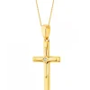 Złota zawieszka z cyrkonią - krzyż