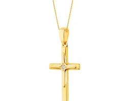 Złota zawieszka z cyrkonią - krzyż