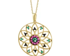 Złota zawieszka z cyrkoniami - rozeta