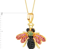 Złota zawieszka z cyrkoniami - pszczółka