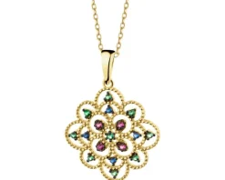 Złota zawieszka z cyrkoniami - rozeta