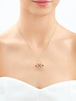 Złota zawieszka z cyrkoniami - rozeta