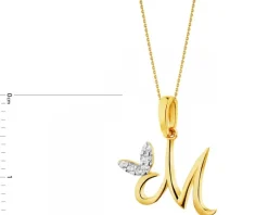 Złota zawieszka z cyrkoniami - litera M