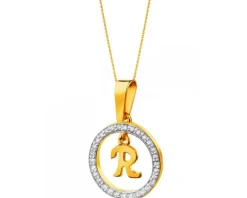 Złota zawieszka z cyrkoniami - litera R