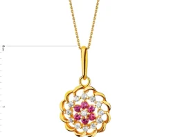 Złota zawieszka z cyrkoniami - kwiat