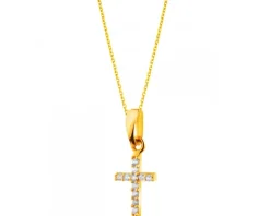 Złota zawieszka z cyrkoniami - krzyż