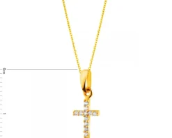 Złota zawieszka z cyrkoniami - krzyż