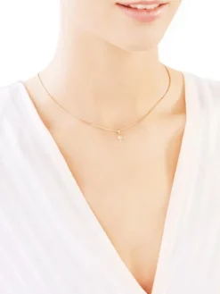 Złota zawieszka z cyrkoniami  - krzyż