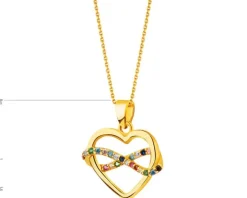 Złota zawieszka z cyrkoniami - serce, nieskończoność