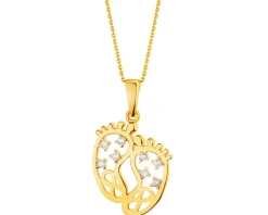 Złota zawieszka z cyrkoniami - stópki