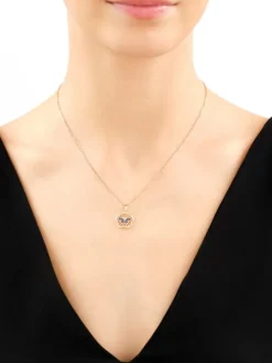 Złota zawieszka z cyrkoniami - kwiat, motyl