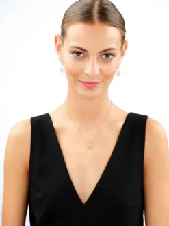 Złota zawieszka z cyrkoniami - rozeta